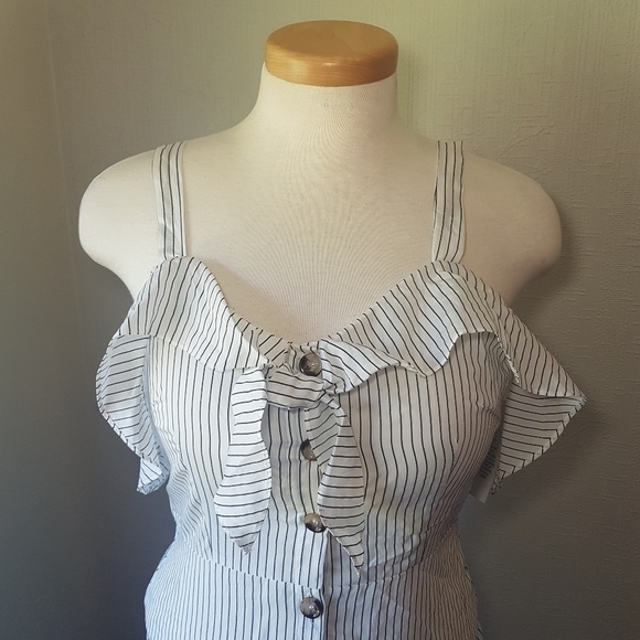 AngelEye London Cassie Cold Shoulder Button Down Dress - Picture 5 of 15